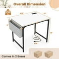 thumbnail image 3 of Costway 32" Meeting Room Desk Set of 2 with Charging Station & Headphone Hook Metal Frame White, 3 of 8