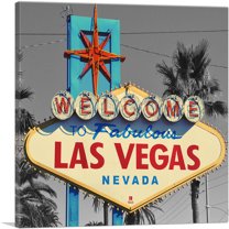 ARTCANVAS Welcome To Fabulous Las Vegas Sign Sin City Nevada Canvas Art Print - Size: 36" x 36" (1.50" Deep)