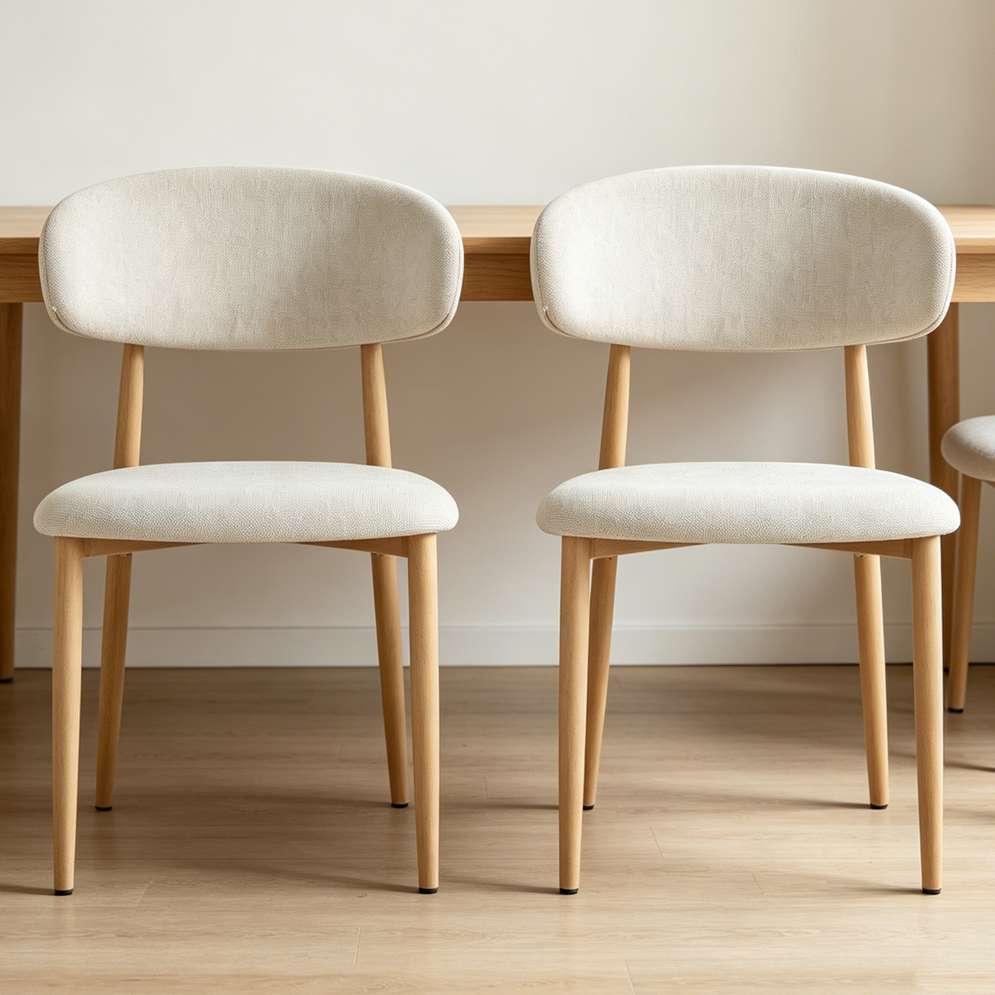 Leumius Set of 2 Dining Chair, Medieval Modern Farmhouse Soft Cushioned Linen Dining Chairs with Metal Legs for Kitchen Dining Table Natural