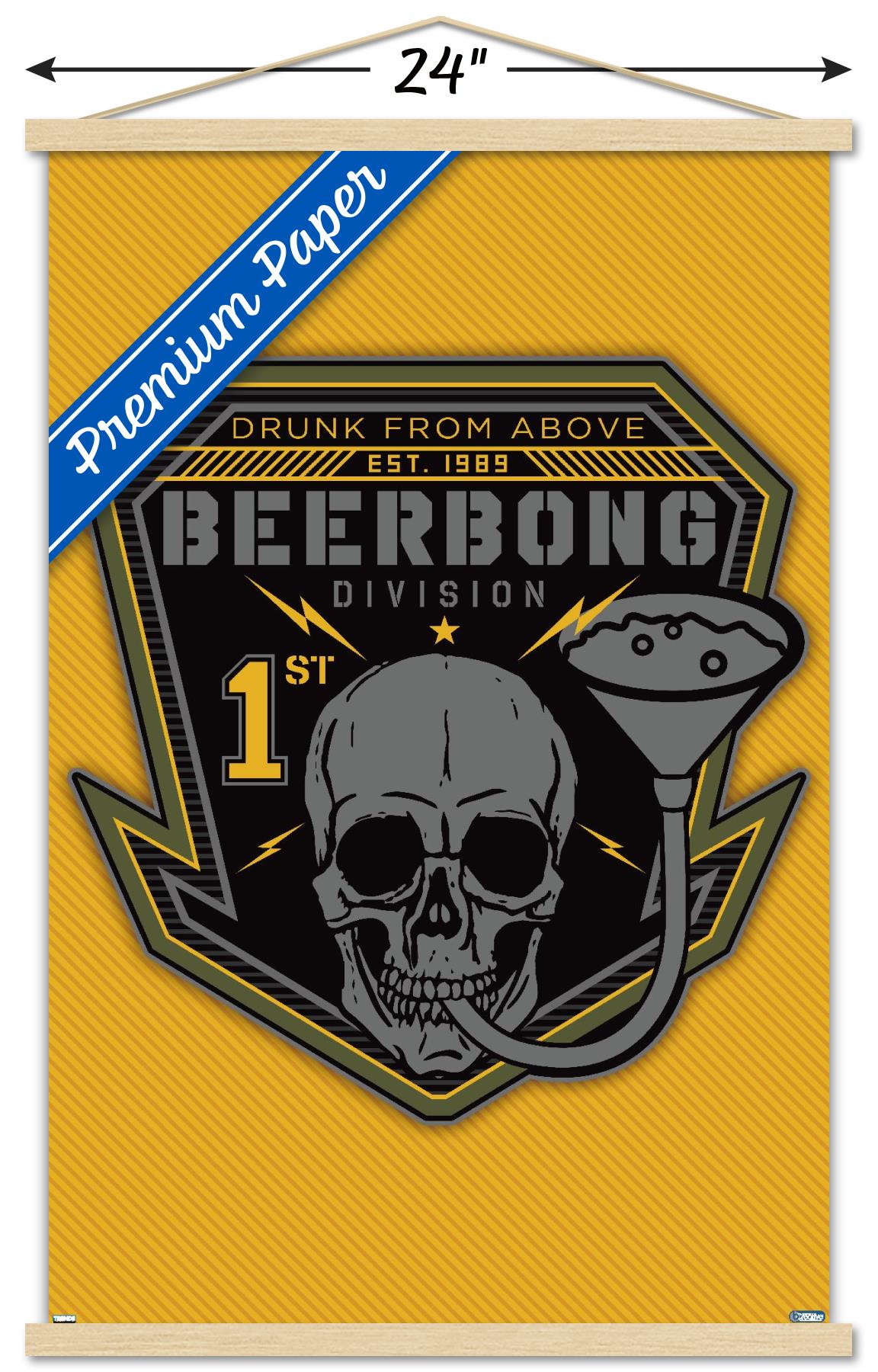 Lunch Hour Productions - Beerbong Division Wall Poster with Magnetic Frame, 22.375" x 34"