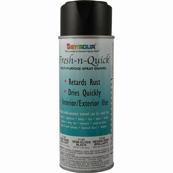 Seymour of Sycamore  16 oz Fresh-N-Auick VOC Compliant Spray Paint, Semi-gloss Black - Pack of 6