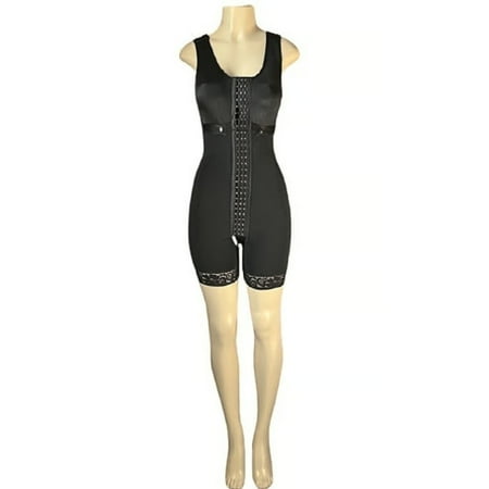 Women s Ultimate Stretch Front Hooks Wide Straps Lace Trim Full Bodysuit Post Surgery Compression Faja Black L