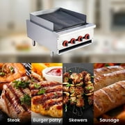 Hakka Brothers 24 Radiant Gas Charbroiler Commercial Gas Grill 4 Burners, 80,000 BTU, ETL Certified