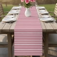 thumbnail image 4 of Pink Striped Cotton Linen Rectangle Table Runners 13"x90", Farmhouse Stripes Modern Vintage Coffee Table Runner Dresser Scarves Luxury Table Runners for Wedding Party Banquet Dinner Decor, 4 of 8