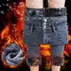 thumbnail image 4 of Pantalones de Mujer Leggings Ultra Suave Invierno Cálido Sherpa Forro Polar Jeans Cintura Alta Elástico Elástico Jeans Térmicos Odeerbi ODB-4, 4 of 7