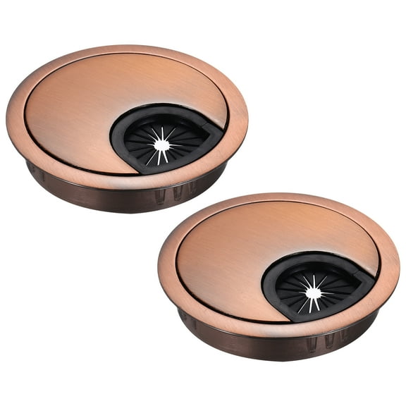 2 Pcs Desk Grommet 2.4 Inch,Zinc Alloy Round Desk Hole Cover,60mm,Dark Copper