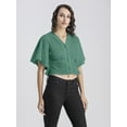 thumbnail image 2 of Moomaya Womens Solid Colors Tops, V Neck, Flutter Sleeves Casual Top, 2 of 8