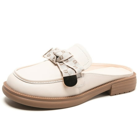 

Girls Leather Mules 2023 New Lightweight Comfy Outdoor Open Back Shoes With Bowknot Decor For Children Kids Spring And Summer
