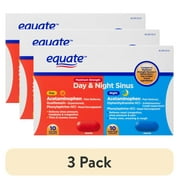 (3 pack) Equate Maximum Strength Day & Night Sinus Relief Caplets, 20 Count
