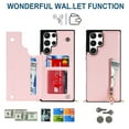 thumbnail image 4 of SaniMore Case for Samsung Galaxy S24 Ultra 6.8" 2024 with Card Slots, PU Leather Zipper Wallet Crossbody Lanyard Flip Kickstand Full-body Protective Retro Shockproof Cover for Girls Women, Pink, 4 of 9