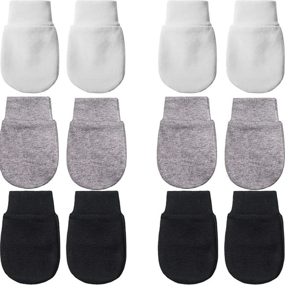 6 Pairs Newborn Baby Mittens No Scratch Gloves Infant Toddler Anti Scratch Essentials Unisex Cotton for 0-6 Months Boys Girls