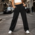 thumbnail image 7 of Women Elastic High Waist Straight Leg Sweatpants Soft Loose Casual Long Trousers with Side Pockets Solid Color Fall Lounge Walking Pants, 7 of 7