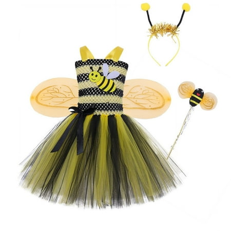 2DXuixsh Flower Girl Dress Pearls Tulle Dress for Wedding Kids Pageant Ankle Length Dresses with Bow Knot Kindergarten Graduation Dress Yellow Size 120