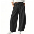 thumbnail image 2 of SAWOBUUN Wide Leg Pants for Womens Corduroy Baggy Barrel Pants High Waisted Drawstring Casual Pants with Pockets, 2 of 8