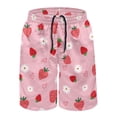 thumbnail image 4 of Binienty Men's Board Shorts Beach Shorts With Strawberry Daisy Print - Quick Dry for Summer Vacation and Water Activities, 4 of 6