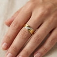 thumbnail image 2 of EJG Twisted Band Cubic Zirconia Ring Gold Tone Pave CZ Statement Ring Women Fashion Jewelry Gift, 2 of 7