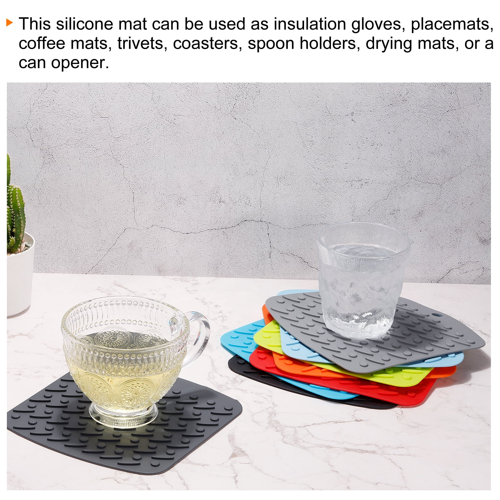 Unique Bargains Silicone Trivet Mats Thermal Pot Coasters 4 Colors