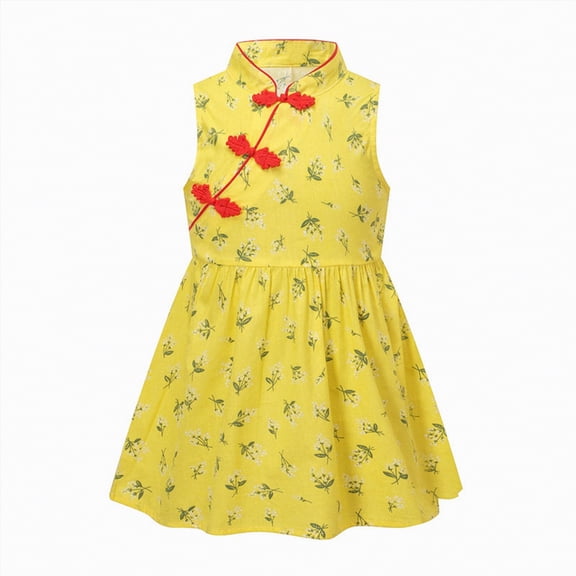 Hessimy Girls Back to School Outfit Toddler Kindergarten Preschool Elementary Classroom Casual Dress,everyday wear(Gold,5-6 Years)