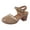Khaki, variant on Women's Closed Toe Block Heel Suede Clogs with Hook Loop Retro Studded Slingback Platform Sandals Lightweight Dress Shoes White Size 6