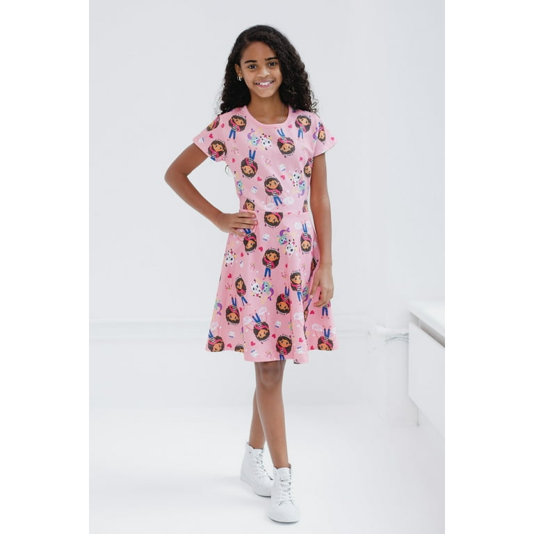 Dreamworks Gabby s Dollhouse Pandy Paws Cakey Cat MerCat French Terry Skater Dress Toddler to Big Kid Walmart