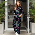 thumbnail image 3 of Glofpot Women Turtleneck 2 Piece Outfit, Sweatshirt Matching Lounge Sets Mock Neck Tracksuit Wide Leg Sweatpants, Women Everyday Loungewear, Drawstring Sportswear, Matching Lounge Sets, Gothic Bat, 3 of 7