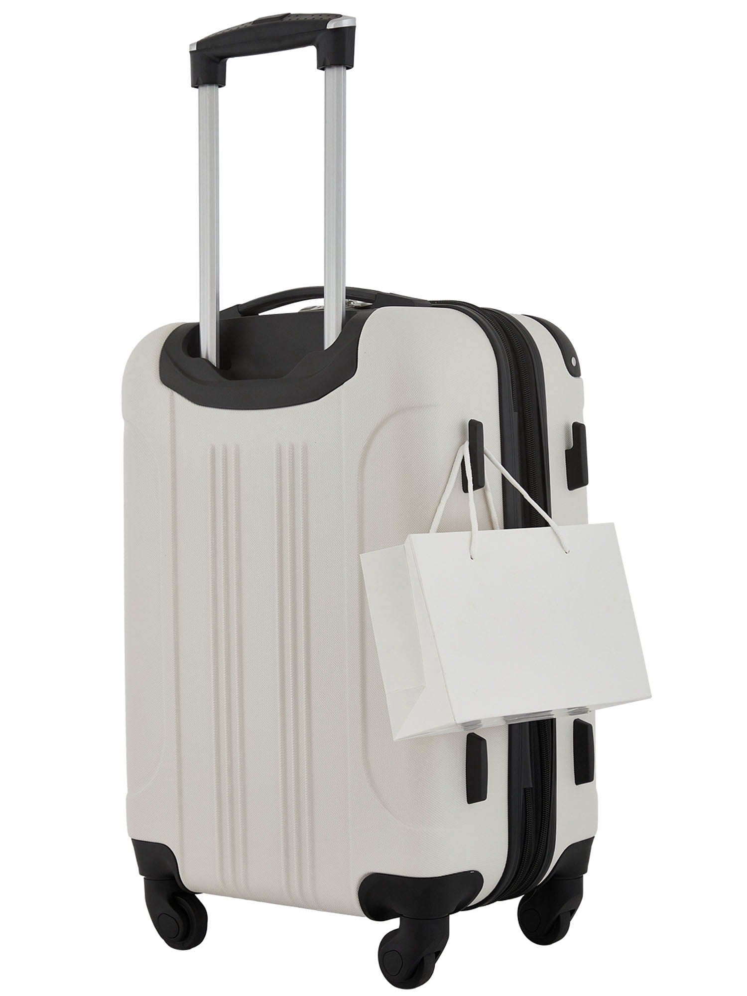 Travelers Club 20" Expandable Hard Side Spinner Rolling Carry-on Luggage, Moonbeam White
