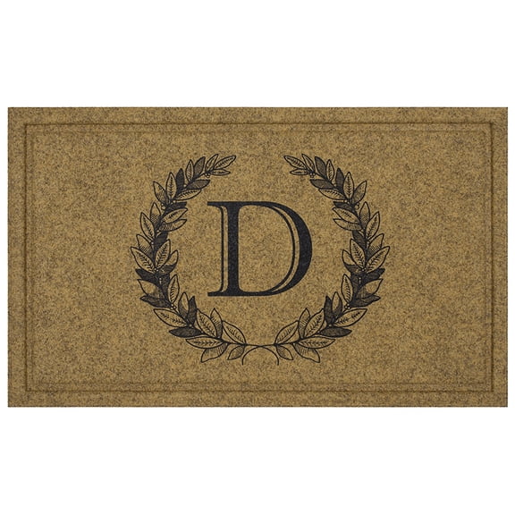 Mohawk Home Laurel Monogram D Low Pile Printed Faux Coir All Weather Eco Friendly Indoor/Outdoor Doormat, Natural, 2' X 3'
