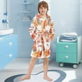 thumbnail image 5 of FORMRS Niños Bathrobe Unisex Hooded Robe Soft Plush Pajamas Sleepwear, Size 2-3T, Leaves Pattern, 5 of 7
