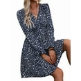 thumbnail image 2 of Women'S Elegant Dress V Neck Long Sleeve High Waist Swing Prom Cocktail Short Dresses Small Flowers XXL, 2 of 8