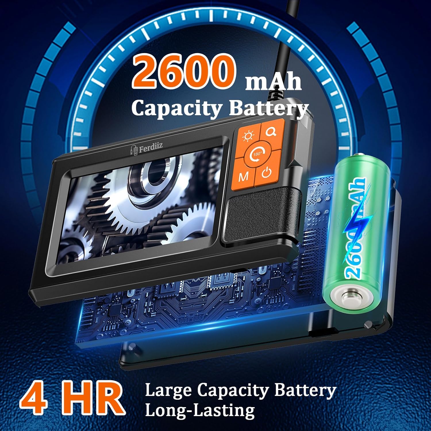 Dual-Lens Endoscope with Light, Endoscope Camera with Light with 4.3" IPS Screen,1920P HD with 8 LED Lights,16.4ft Semi-Rigid Cable and Back LED Light,IP67 Waterproof Endoscope Cool Gadgets for Men
