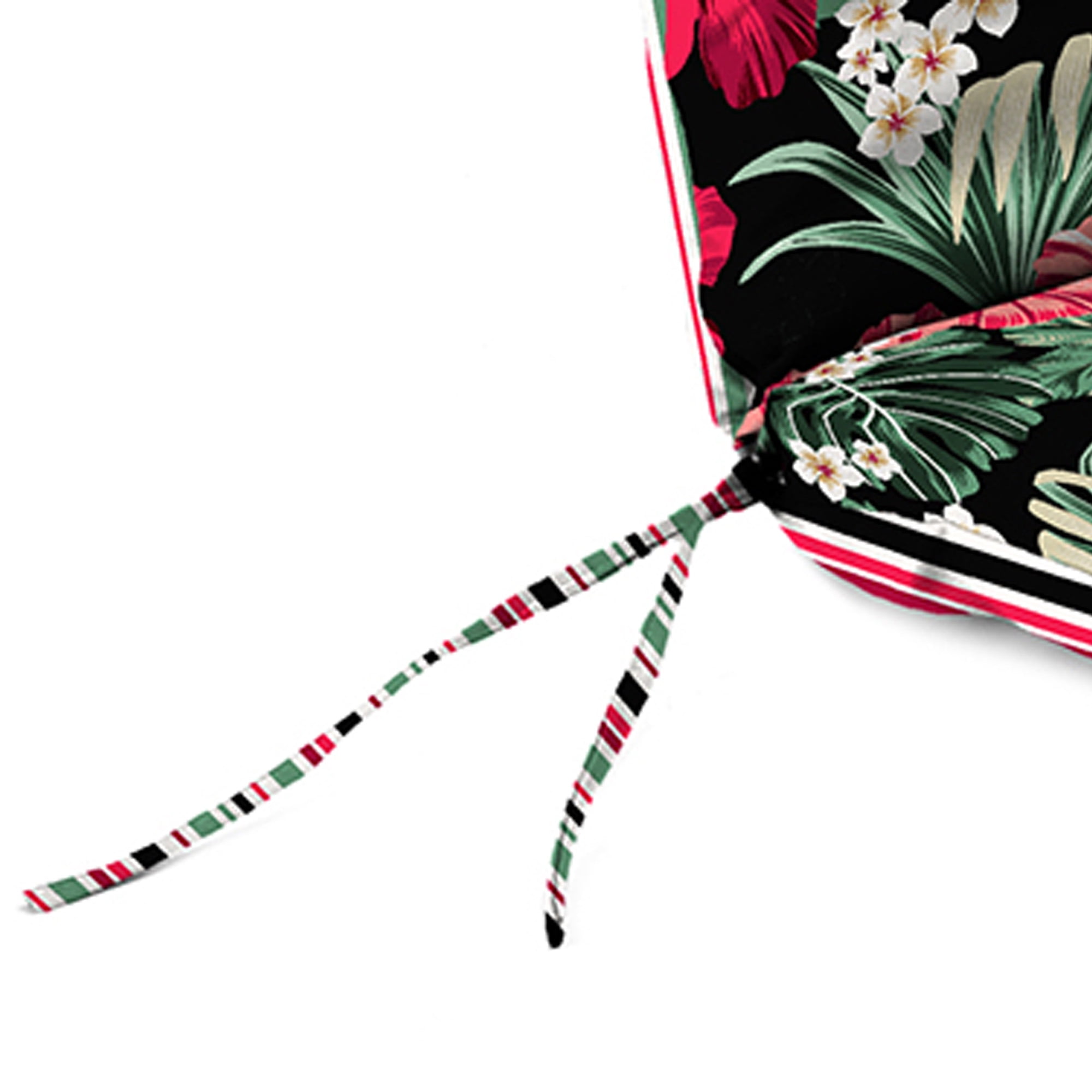 Jordan Manufacturing 72" x 23" Megara Beacon Black Tropical and Windsurf Beacon Red and Green Stripe Reversible Rectangular Outdoor Chaise Lounge Cushion with Ties and Hanger Loop