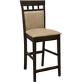thumbnail image 3 of Beige & Brown Microfiber Counter Stools, Set of 2 Transitional Upholstered Bar Height Chairs, 3 of 10