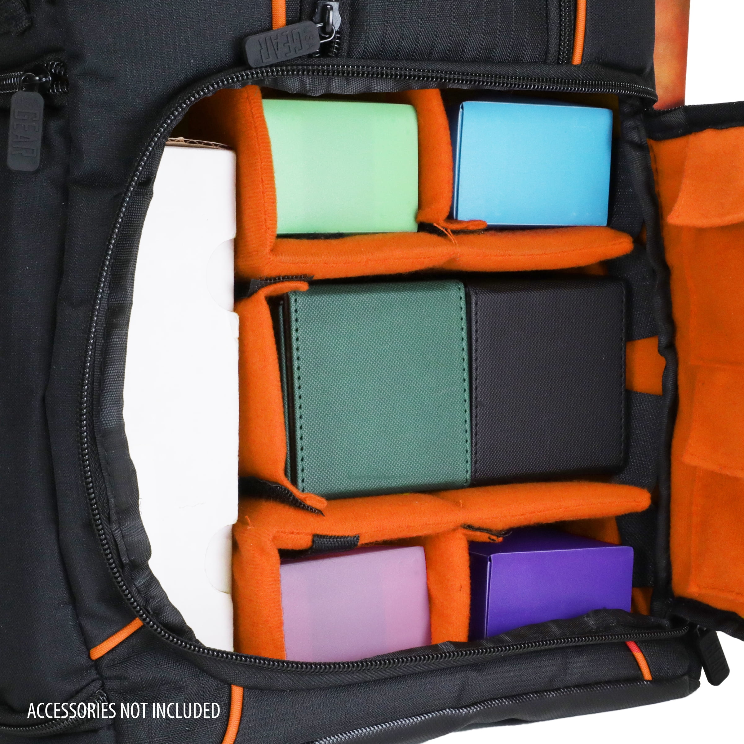 USA Gear MTG Backpack Compatible with Magic the Gathering, Playmat, Customizable Interior (Orange)