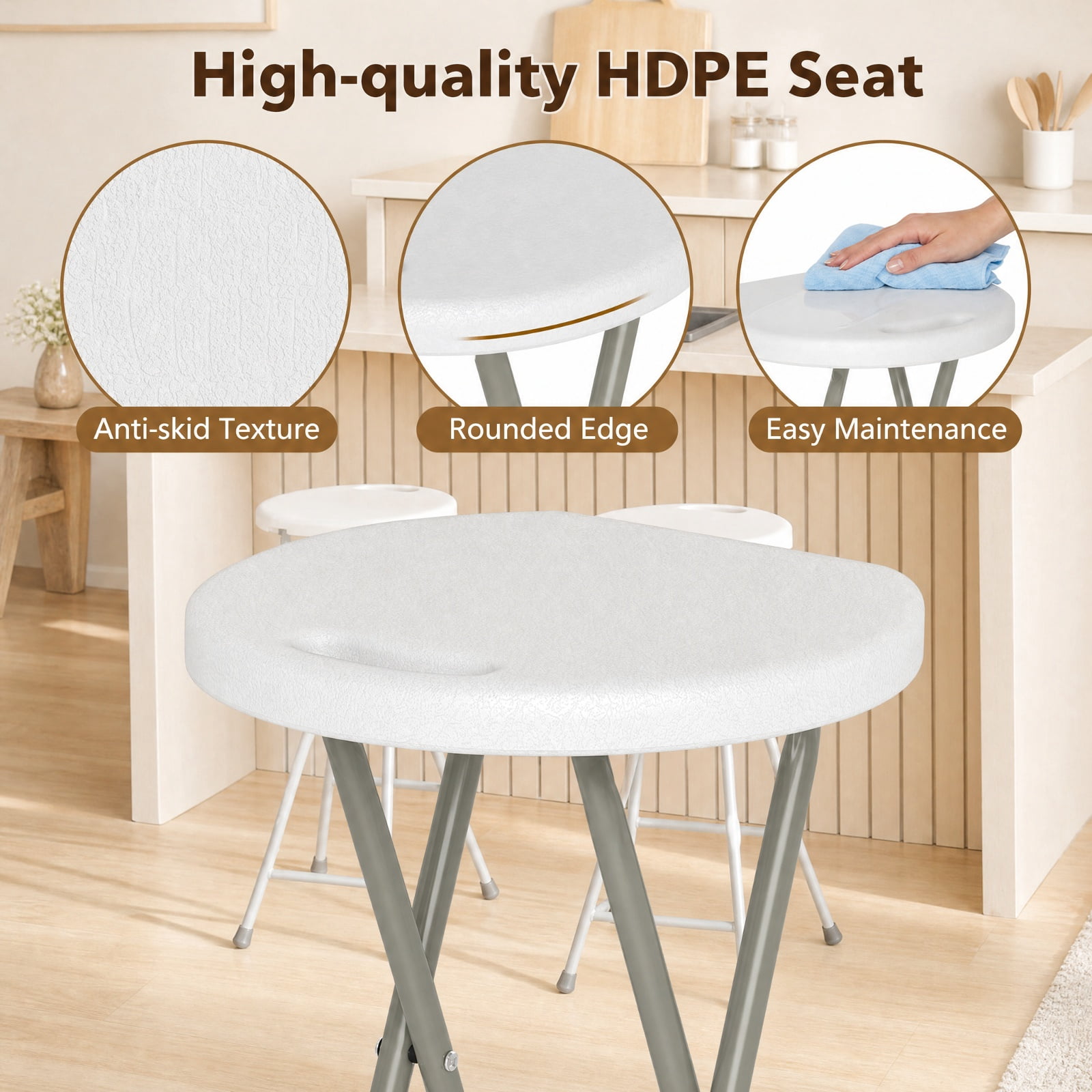 Biotree Set of 1 28 Inch Folding Chair Portable Folding Seat for Outdoor 28" x 15.5" for Patio Camping Dining, White