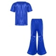 thumbnail image 2 of iiniim Boys Girls Hip Hop Jazz Disco Performance Dance Costume Sequins Short Sleeve T-Shirt Tops with Royal Blue 150, 2 of 5