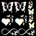 thumbnail image 1 of 8 hojas de calcomanías de vinilo con diseño de mariposas para coche, reflectantes, de colores, para parachoques, con diseño de mariposas, corazones, alas de amor, 1 of 9