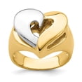 thumbnail image 1 of Solid 14k Yellow and White Gold Two Tone and Heart Ring Band Size 5.5, 1 of 3