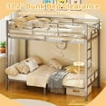 thumbnail image 4 of IVV Twin over Twin Metal Bunk Bed with Side Ladder and Safety Guardrails, 400 lbs Weight Capacity, No Box Spring Needed, Gray, 4 of 9