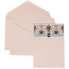 JAM Wedding Invitation Set, Large, 5 1/2 x 7 3/4, Blue Card with White Envelope and Blue and Pink Band Set, 50/pack