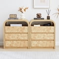 thumbnail image 4 of YOCWO 3 Drawer Nightstand with Burl Wood Finish, Bedside Table with Curve Edge for Bedroom, Natural, 4 of 7