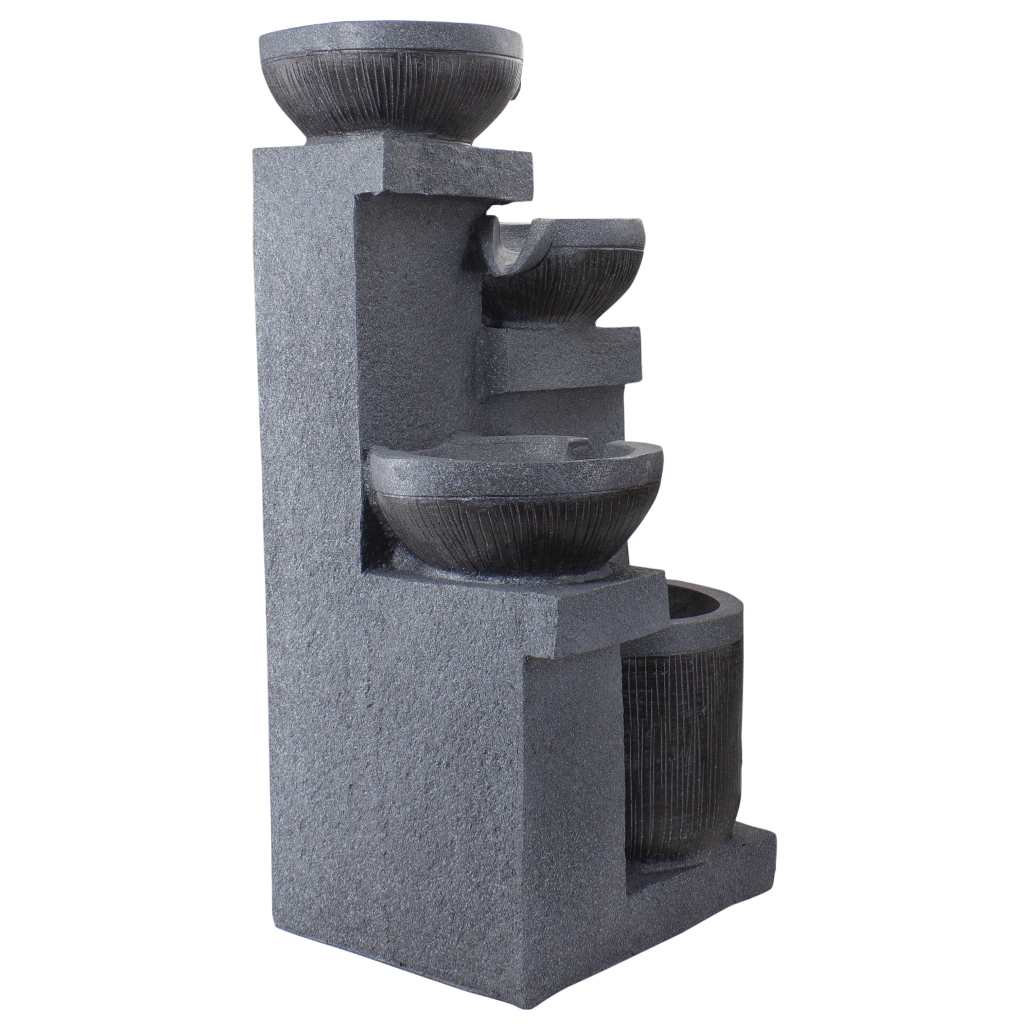 Northlight LED Lighted Cascading 4-Tier Bowl Outdoor Water Fountain - 23"