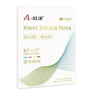 Koala Printable Vinyl Sticker Paper 8.5x11 Inches Waterproof Matte White  Full Sheet Label for Inkjet Printer 20 Sheets, Repositionable Sticker Sheets