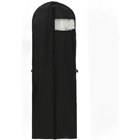 ABCISI 72" Wedding Dress Garment Bags, Foldable Long Dress Storage Bag with Zipper, Traveling Protector Dustproof Carrier Cover for Hanging Long Gowns Clothes Dance Costume (Black)