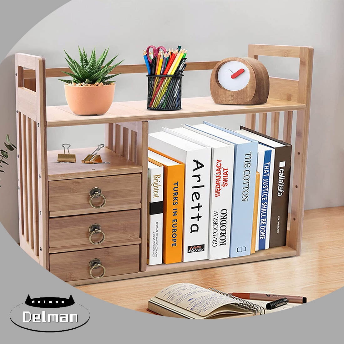 Wood Storage Rack Tabletop Display Table Shelf Desktop Bookshelf Desk Organize