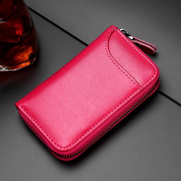 Bolso para llaves de coche con cremallera de gran capacidad, bolso para colgar en la cintura para hombre, de cuero genuino, bolso para tarjetas para mujer, llavero de moda multifunción para pareja
