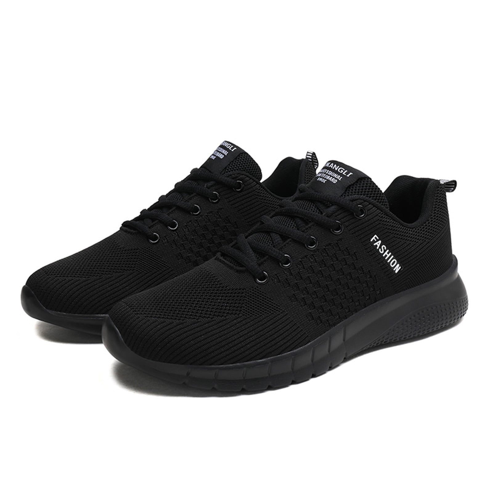 Caqnni Mens Running Shoes Tennis Sneakers Walking Gym Workout Athletic Breathable Jogging Sport Casual Shoe (Black,45)