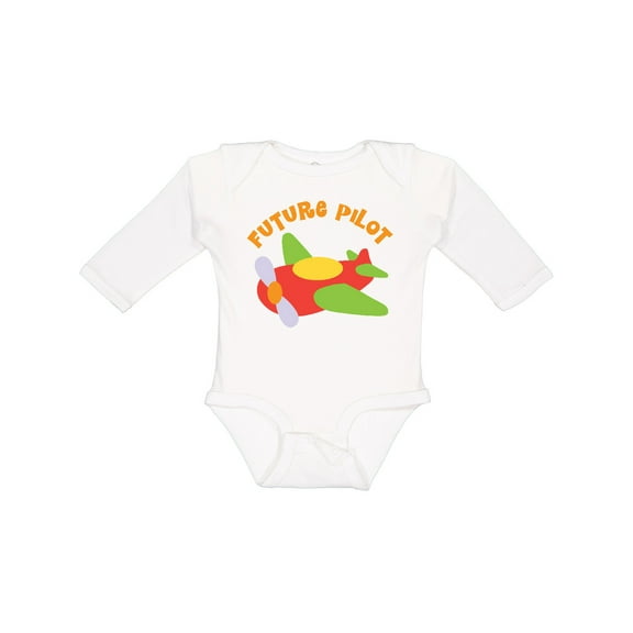 Inktastic Future Pilot Airplane Boys or Girls Long Sleeve Baby Bodysuit