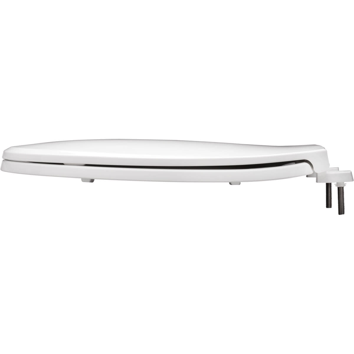 Bemis Elongated Hospitality Plastic Toilet Seat in White with STA-TITE Commercial Fastening System