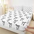 thumbnail image 4 of Manfei Black Bow Queen Sheet Sets for Girls, Dreamy Princess Style Bed Set, 4-Piece, 4 of 5