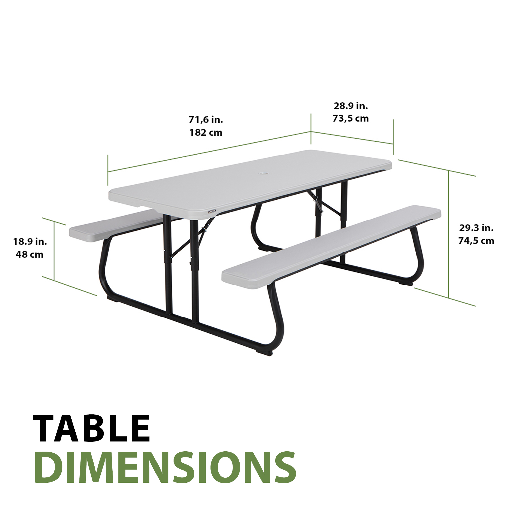 Lifetime 6 ft. Classic Folding Polyethylene Picnic Table, Gray (260265)